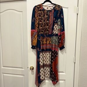Reba Asymmetrical Patchwork Dress - Multicolor Size Large